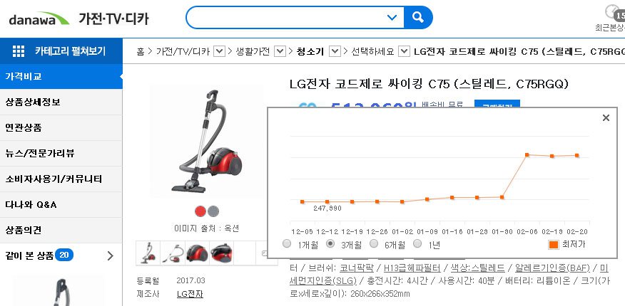 이유는 모르겠으나 한때 24만원대에 팔리기도 한 제품